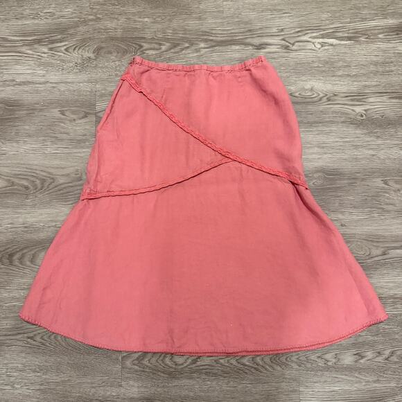 J. Jill Rose Pink 100% Linen Tiered Midi Skirt Small Cottagecore Romantic Boho - Picture 3 of 9